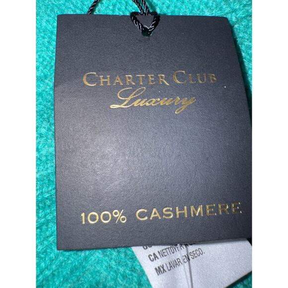 Brand New Charter Club Cashmere Peacock Green Adult One Size Hat Beanie Cashmere main image 5